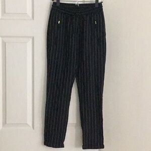 Stella McCartney black/gold thin stripes wool straight leg pants